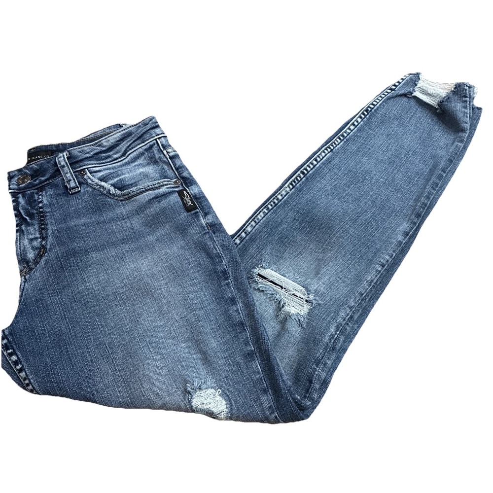 Silver Jeans Blue Boyfriend Distressed Denim 27x27"